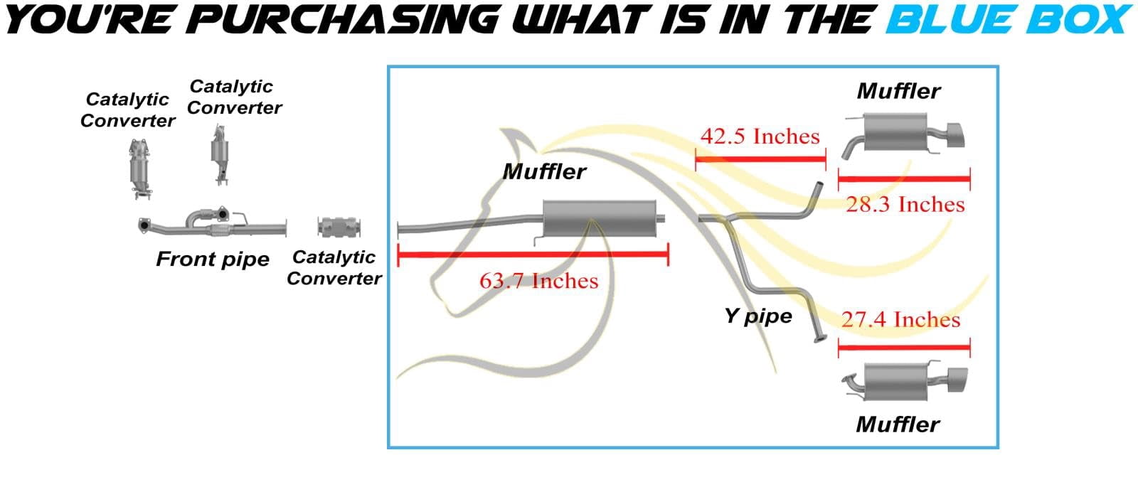 Stainless Steel Center Muffler, Y-pipe and Pair of Mufflers Exhaust System Kit Fits 2004-2006 Acura MDX 3.5L