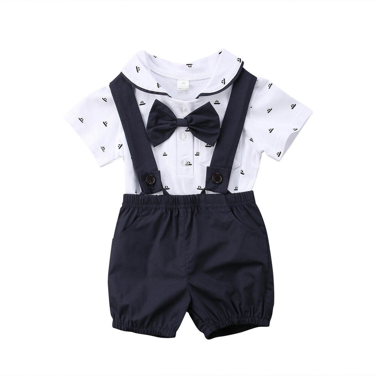 Strappy Shorts Clothes Outfits Set 2PCS Newborn Baby Boy Gentleman Romper Tops 