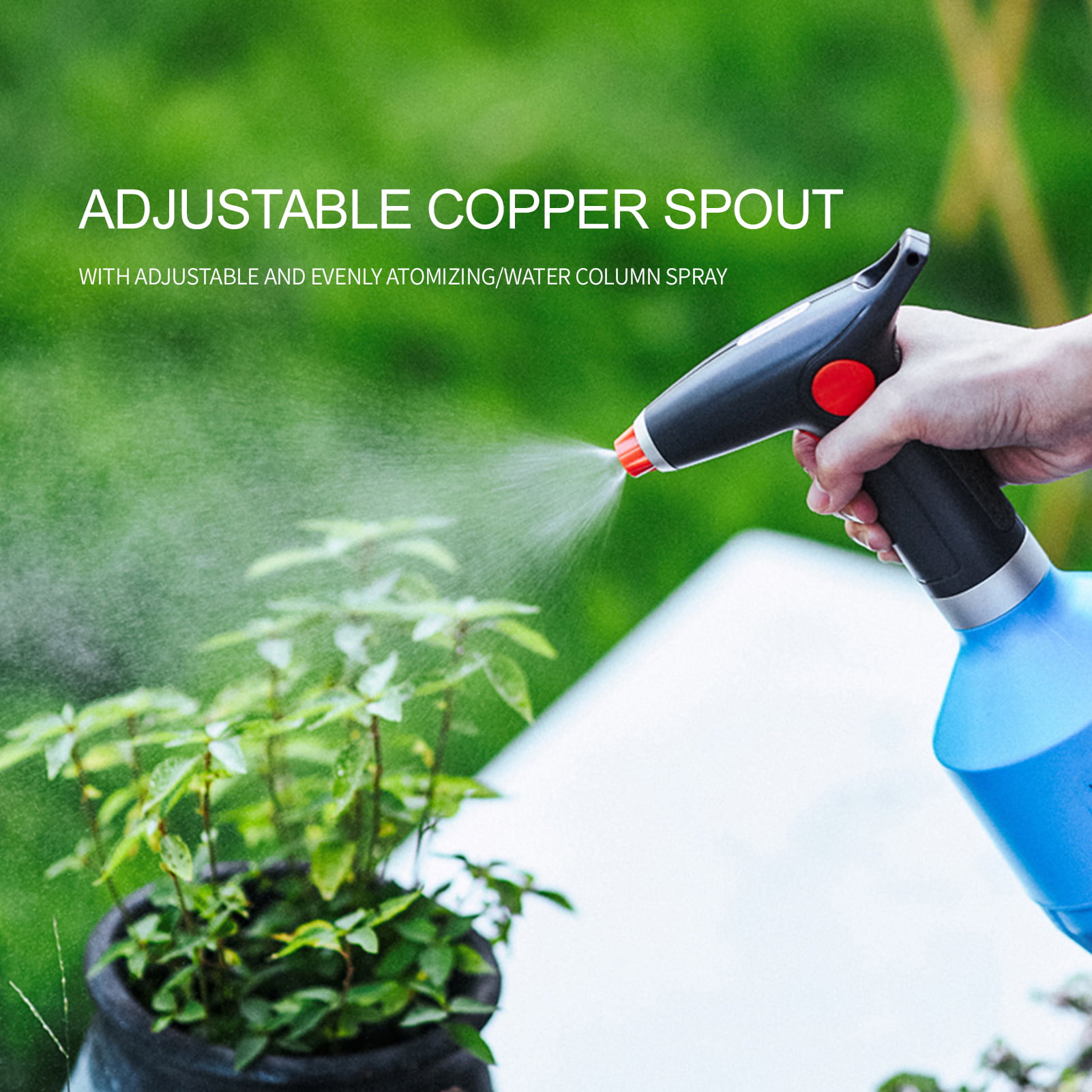 Automatic Plant Watering Devices Electric Watering Can with Adjustable Copper Spout Gardening for Hair T TOVIA 1L Electric Plant Mister Spray Bottle for Indoor/Outdoor Plants Fertilizing Cleaning Home 