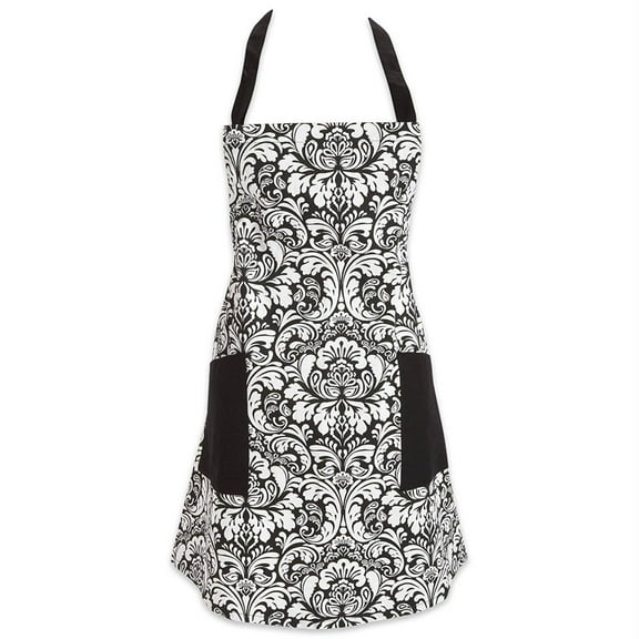 DII Damask 2 Pocket Printed Apron Black