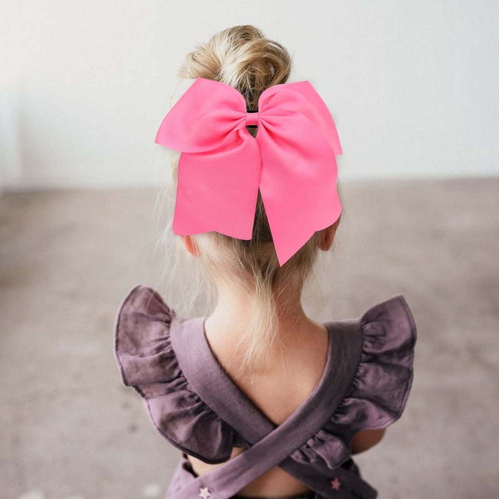 Vorkoi 2PCS Large Cheer Bows for Cheerleaders Hair Bows for Girls Softball Hair Bows Teen Girls College Sports Elastic Ponytail Holder School Cheerleading Hair Accessories 8 Inch Bows for Girls