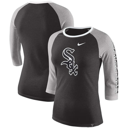 Chicago White Sox Nike Women's Tri-Blend 3/4-Sleeve Raglan T-Shirt - Heathered