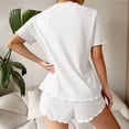 thumbnail image 5 of Naotn 2 Piece Sets for Women Summer Matching Short Set, Casual Lapel Short Sleeve Ribbed Bow Front Shirt Ruffle Shorts, 5 of 6
