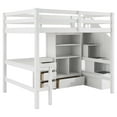 thumbnail image 5 of Harper & Bright Designs Wood Loft Bed Full Size with L-Shaped Desk and Drawers, Multi-Functional Full Loft Bed Frame with Cabinet and Storage Staircase, White, 5 of 12