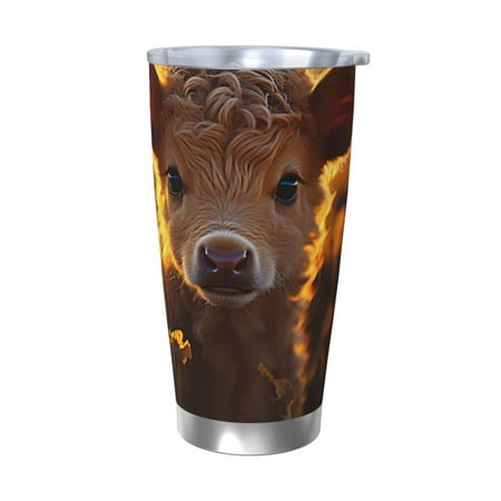 

Fuzoiu Sunset Sunflower Cow Print 20oz Tumbler Stainless Steel Vacuum Insulated Car Cup Insulated Coffee Mug Travel Mug with Lid Thermal Cup for Outdoor-Without Straw