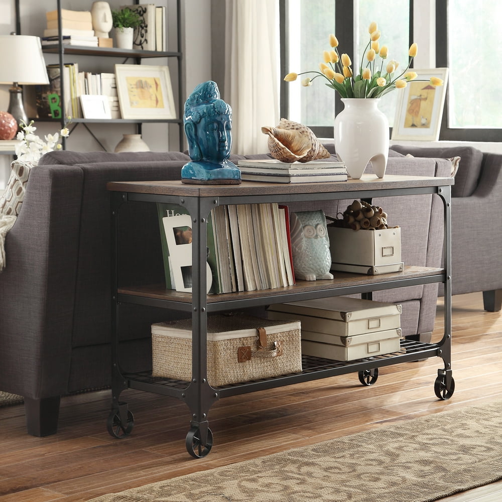 Weston Home Avery Industrial Console Table with Wheels
