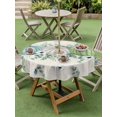thumbnail image 3 of Outdoor Tablecloth with Umbrella Hole and Zipper, Fall Round Table Cloth 60 Inch Waterproof Tablecloth, Blue Green Pumpkins Thanksgiving Eucalyptus Leaf Flower Picnic Table Cover for Patio Camping, 3 of 7