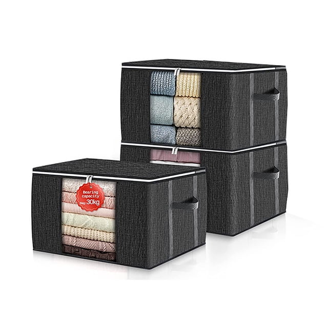 Containers for Organizing3 Pack Clothes Storage, Foldable Blanket Storage Bags, Storage Containers for Organizing Bedroom, Clothing, Organization and Storage with Lids and Handle