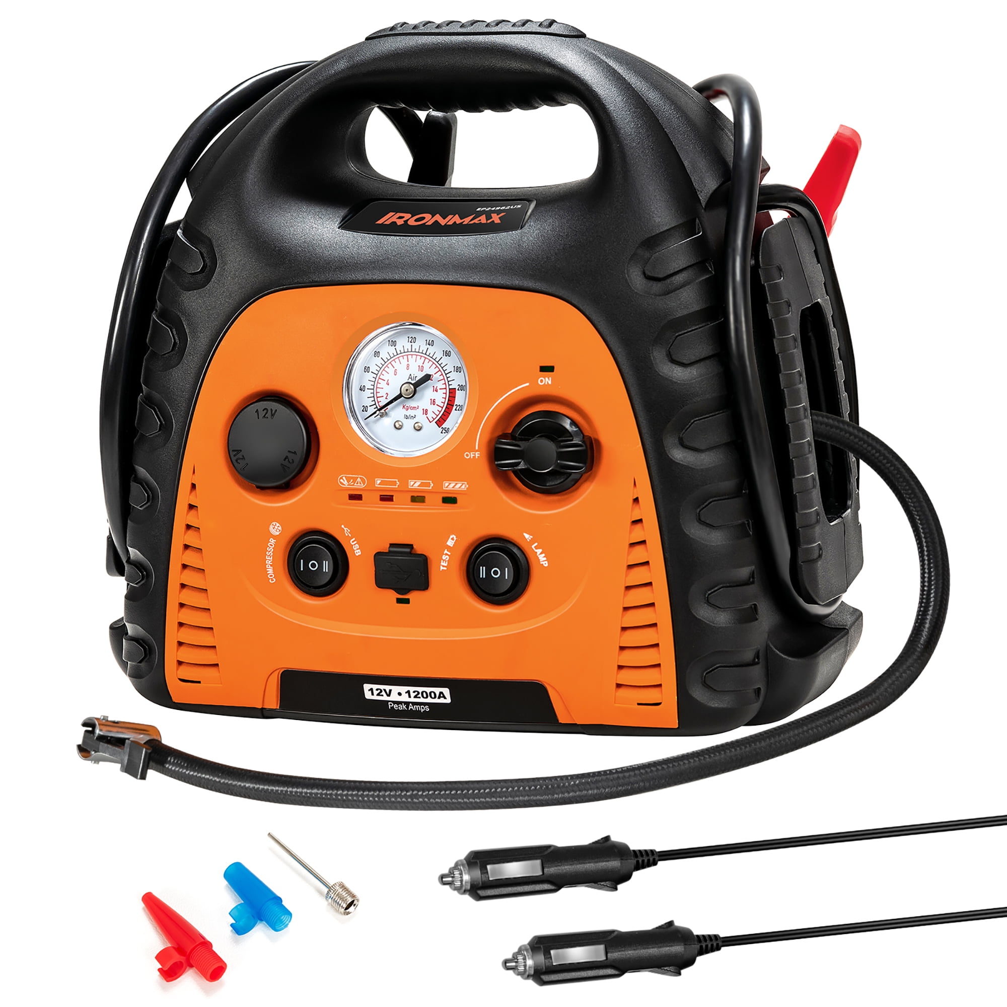 Jump Starter Inverter With Air Compressor Auto Battery Portable Power Station 