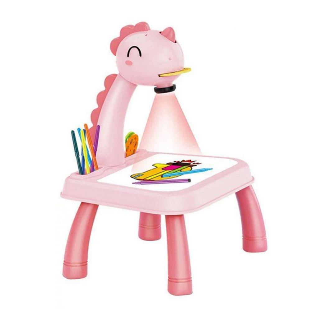 Smart Sketcher Projector, Drawing Projector Table Battery Powered  Detachable for Education (Pink Dinosaur)