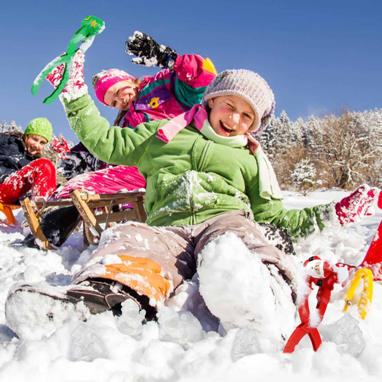 ERINGOGO Lot De 2 Pinces à Boules De Neige – Formes Arbre De Noël Et Père Noël – Jouet Hiver Pour Enfants