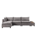 thumbnail image 5 of Contemporary Home Living Set of 5 Trout Gray Madison Modular Sectional Sofa Ottoman with USB Storage, 5 of 6