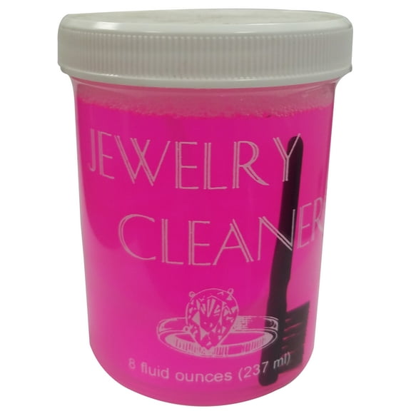 JEWELRY CLEANER/PINK, 8 ounces with basket & brush