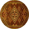 thumbnail image 1 of Ahgly Company Machine Washable Indoor Round Persian Yellow Traditional Area Rugs, 6' Round, 1 of 4