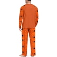 thumbnail image 4 of Voska Men's Halloween Ghost Graphic Pajama Set Crew Neck Raglan Long Sleeve Top Pumpkin Print Straight‑Leg PJ Pants Soft Sleepwear For Fall Spooky‑Season Loungewear Saffron S, 4 of 5