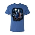 thumbnail image 2 of Wild Bobby, American Flag Howling Wolf Animal Lover Mens Premium Tri Blend T-Shirt, Vintage Royal, X-Large, 2 of 3
