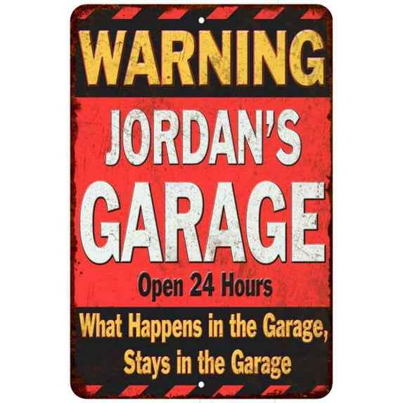 JORDAN'S Garage Warning Man Cave Wall Décor 8x8 x 12 Matte Finish Metal 108120030265
