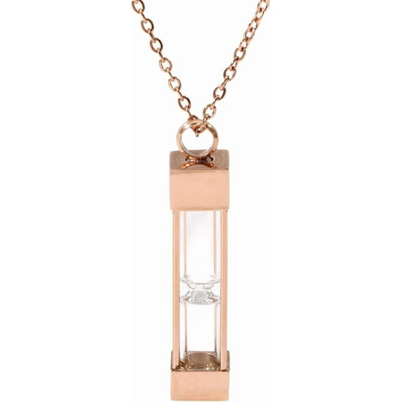 Urn Glass Hourglass Necklaces Cremation Pendant Necklace for Ashes Stainless Steel Chains Memorial Jewelry diy Rose Gold