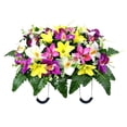 thumbnail image 2 of Artificial Satin Saddle Flower, 24-inch Silk Floral Arrangement for Memorial Day Cemetery Tombstone Decoration, 2 of 6