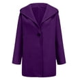 thumbnail image 3 of Women Single Breasted Hooded Jacket Casual Shawl Collar Jacket Pea Coats Loose Trench Coats Long Overcoat Purple M, 3 of 5