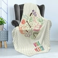 thumbnail image 4 of Hispanic Soft Flannel Fleece Throw Blanket, Colorful Viva Mexico Lettering with Heart Shaped Traditional Print, Cozy Plush for Indoor and Outdoor Use, 50" x 60", Cream and Multicolor, by Ambesonne, 4 of 5