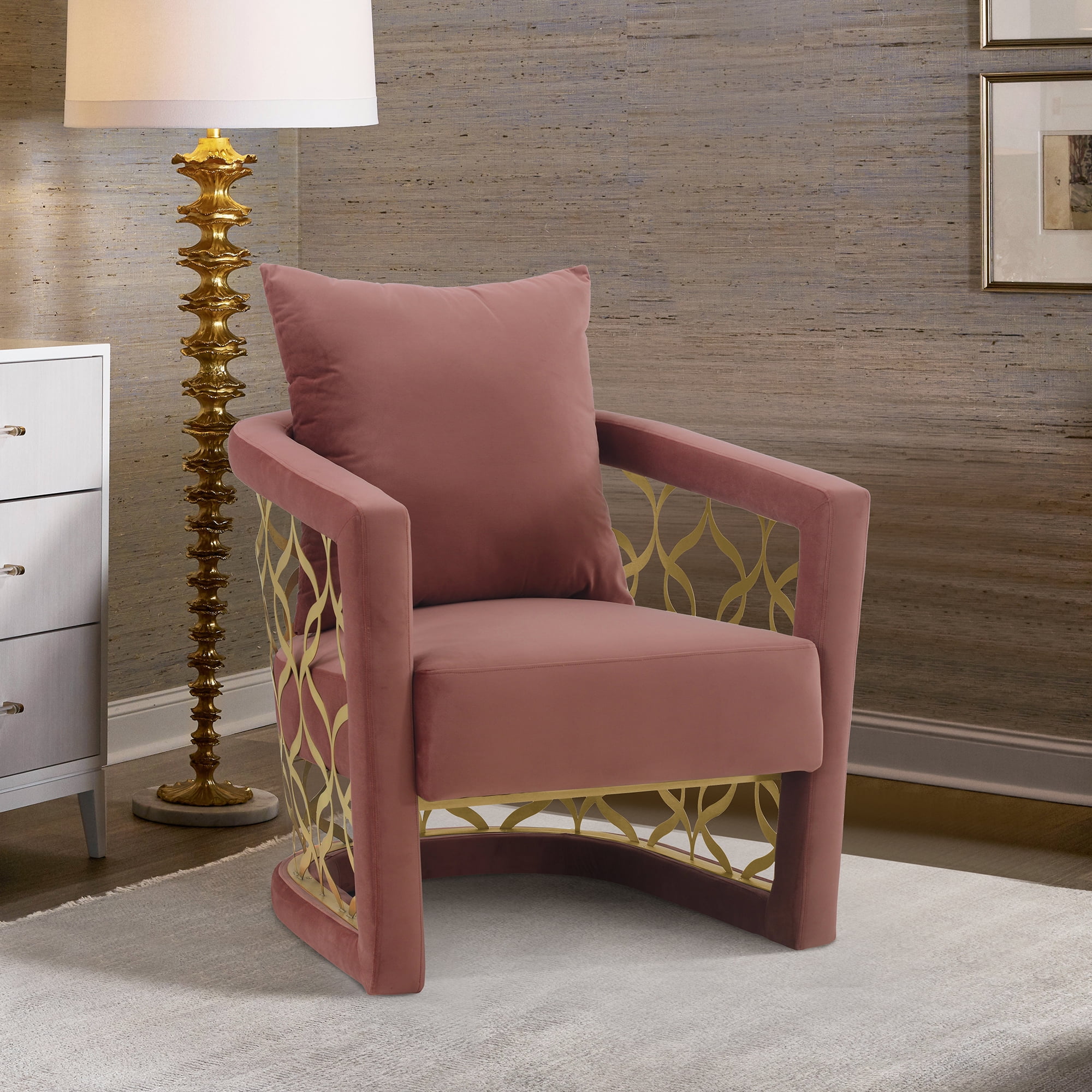 Armen Living Corelli Lounge Chair Blush Walmart Com Walmart Com