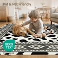 thumbnail image 4 of ODIKA 4'x6' Washable Area Rug Boho Southwestern Border Boneless Couch Cowboy Print Spotted Cow Playful for Dorm Room, Small Living Room, Stain Resistant Low Profile, Easy Care, 4 of 7