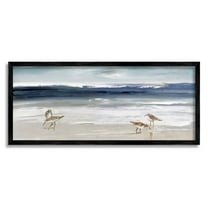 Stupell Industries Sandpipers Grazing Sea Shore Painting Black Framed Art Print Wall Art, Design by Sally Swatland