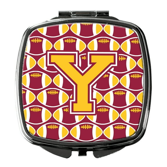 Letter Y Football Maroon and Gold Compact Mirror