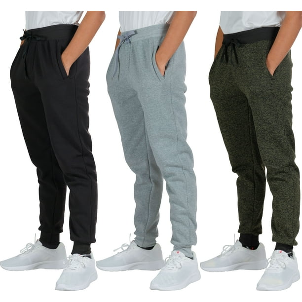 3 Pack: Boys Youth Active Athletic Soft Fleece Jogger Sweatpants ...