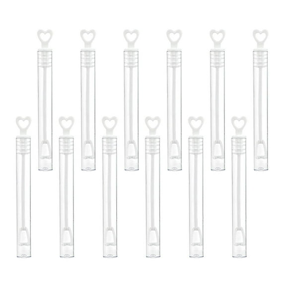Supvox 12pcs Heart Bubble Tube White Plastic Refillable for Birthday Parties