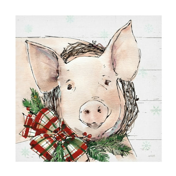 Trademark Fine Art 'Holiday on the Farm VII on Gray' Canvas Art by Anne Tavoletti