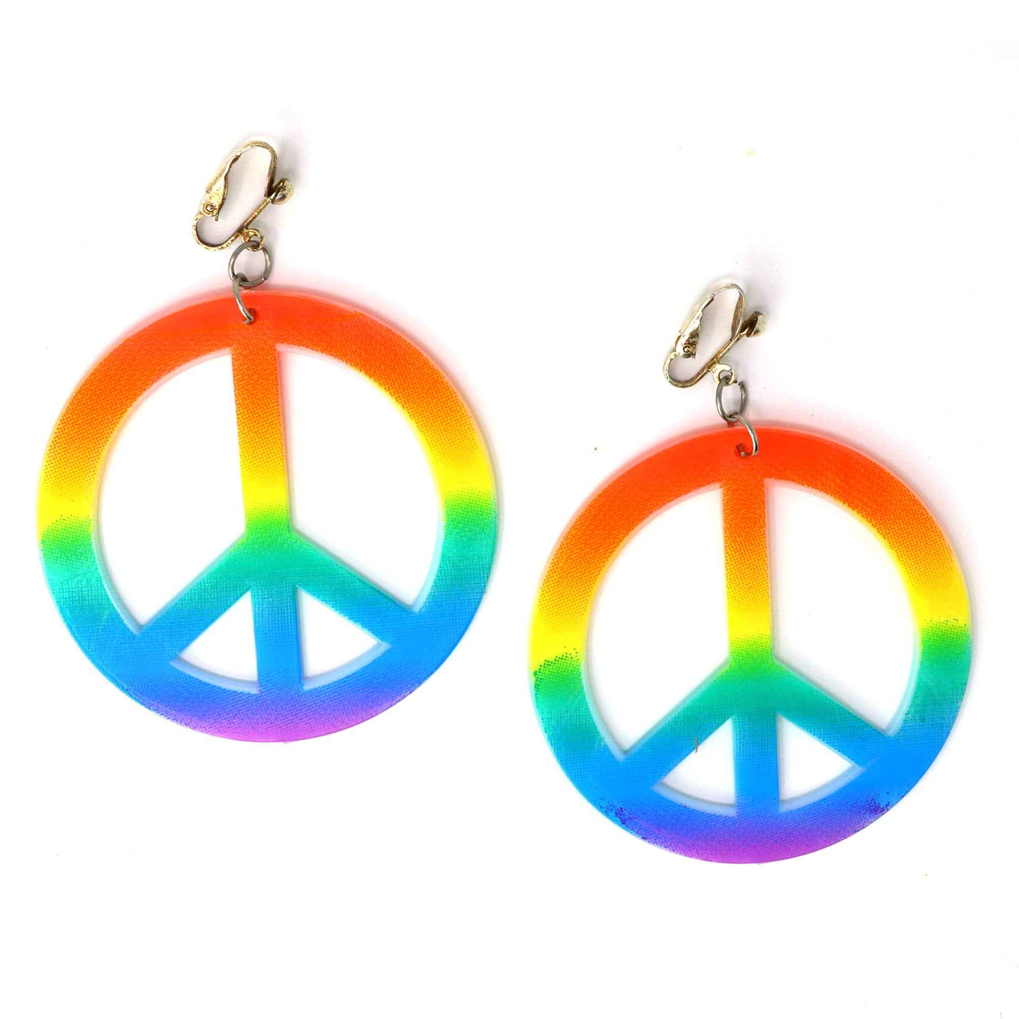 Rainbow Hippie Ear Rings Peace Costume Accessory main image 1