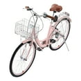 thumbnail image 6 of KFFKFF 26" Cruiser Bike, 7-Speed,Rose-Tinted Beach Riding Bike with Spacious Basket and Back Holder, Reliable & Robust Leisure Bike with Modifiable Seat, 6 of 9