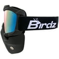 thumbnail image 3 of Birdz Eyewear Skylark Motorcycle Goggles Removable Face Mask Black Frames ReflecTech Red Lens, 3 of 6