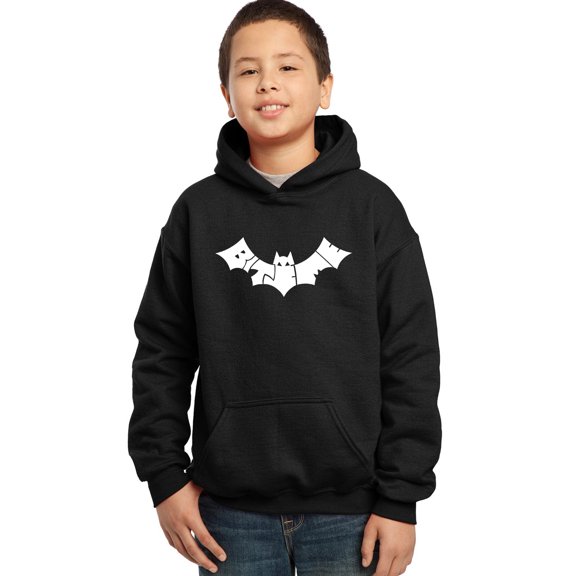 LA Pop Art Boy's Word Art Hooded Sweatshirt - BAT - BITE ME