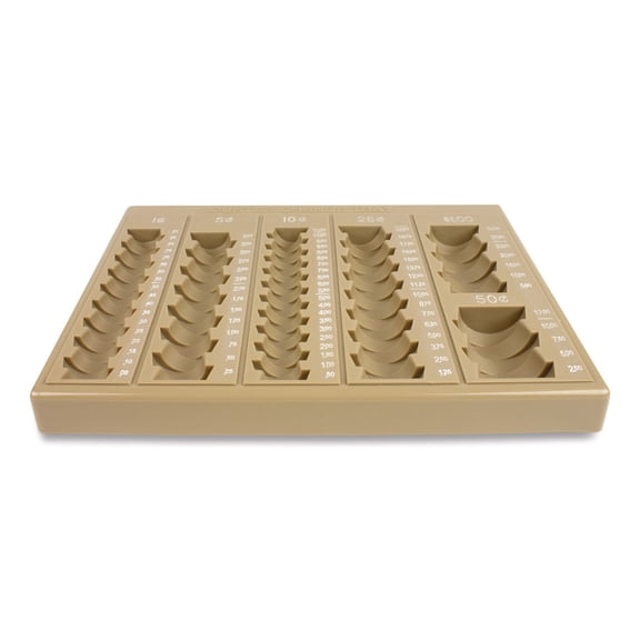 ControlTek, CNK500025, 6-Denomination Self Counting Loose Coin Tray, 1 Each, Tan