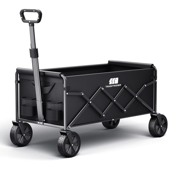 Collapsible Foldable Wagon, Foldig Cart with Wheel Heavy Duty with 180lbs Weight Capacity Lightweight Utility Camping Wagon for G