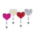 thumbnail image 1 of 4pcs Nurse Badge Holder Shiny Rhinestone Heart Shape Nurses Retractable ID Badge Reel Clips (Random Color), 1 of 9