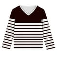 thumbnail image 4 of V Neck Tops for Girls Long Sleeve T Shirts Size 3-14 Teens Casual Color Block Stripe Pullover Comfort Basic Going Out Tunic Top, 4 of 8