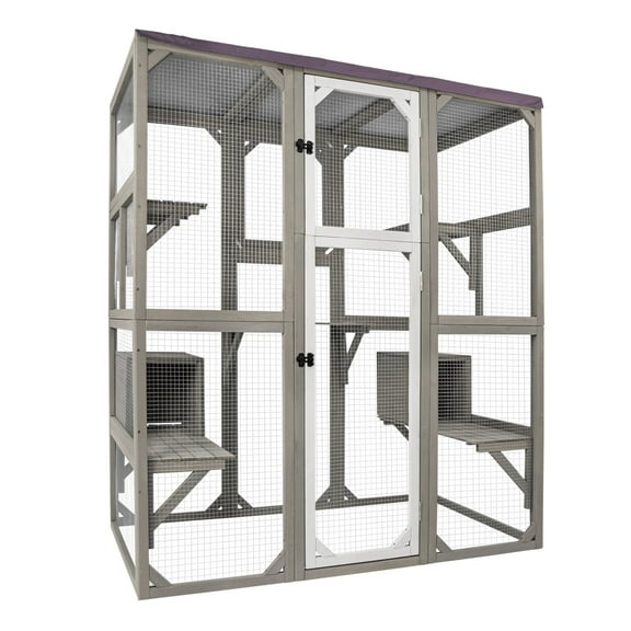 Gowoodhut Catio Outdoor Cat Enclosure for Mulitiple Cats with Tarp Roof