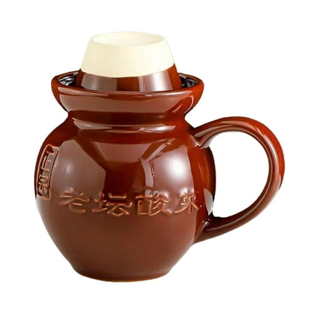 

Ceramic Jar Coffee Mugs Ginger Jar Tea Canister Novelty Household Drink with Handle And Lid Multiuse Glazed Tea Cups Milk Juice Beverage Mugs