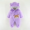 thumbnail image 2 of Gpaecead Toddler Kids Boys And Girls Snowsuit Fleece Lined Onesie Solid Color Cute Long Sleeve Hooded Romper Jumpsuits Purple, 2 of 5