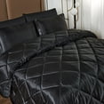 thumbnail image 2 of JML 6 Piece Silky Satin Comforter Set, Bedding Bed in a Bag,Black,Twin, 2 of 5