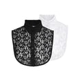 thumbnail image 2 of Spencer 2Pcs Fake Collar Detachable Dickey Collar Blouse Half Shirts Lace Elegant False Collar for Girls and Women (Black& White Lace), 2 of 7