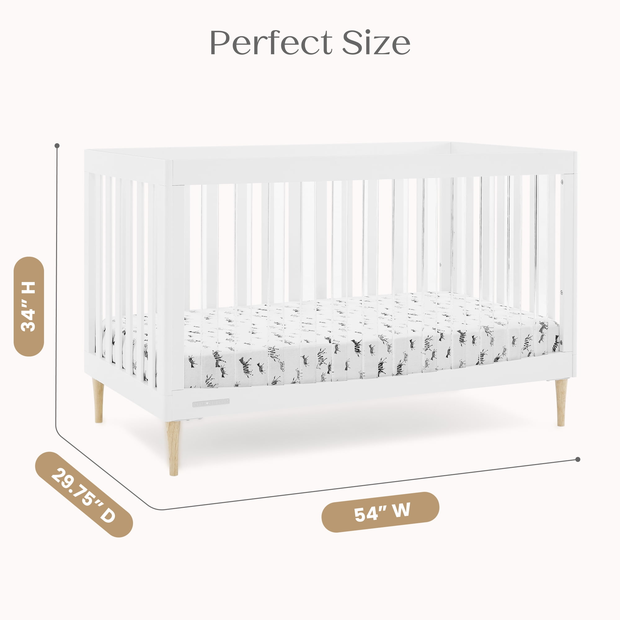 Delta Children Austin Acrylic 4-in-1 Convertible Baby Crib - Greenguard Gold Certified, Bianca White/Natural