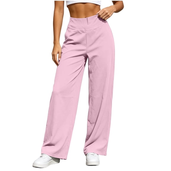 JOANKDMI Athletic Pants for Women Stretchy Tummy Control Butt Lifting High Waisted Elastic Waist Straight Leg Bottoms Sports Gym Active Yoga Trousers with Pockets