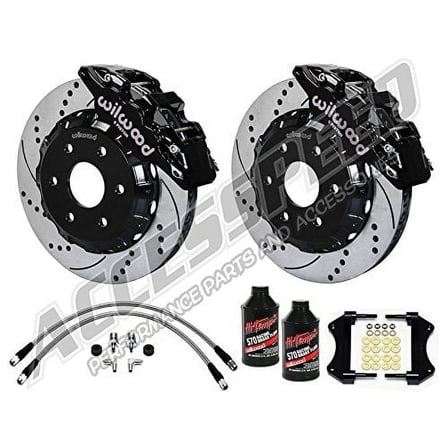 WILWOOD AERO6 FRONT 14 BIG BRAKE KIT COMBO PACKAGE - FREE BRAKE LINES & FLUID, BLACK CALIPERS, DRILLED ROTORS, FOR 2007-2018 GM 1500 TRUCK/SUV