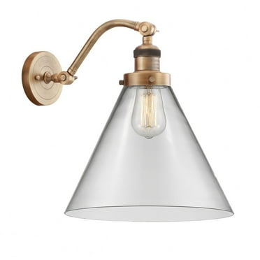 515-1W-BB-G42-L-Innovations Lighting-Cone - 1 Light Wall Sconce In Industrial Style-14 Inches Tall and 12 Inches Wide-Brushed Brass Finish-Clear Glass