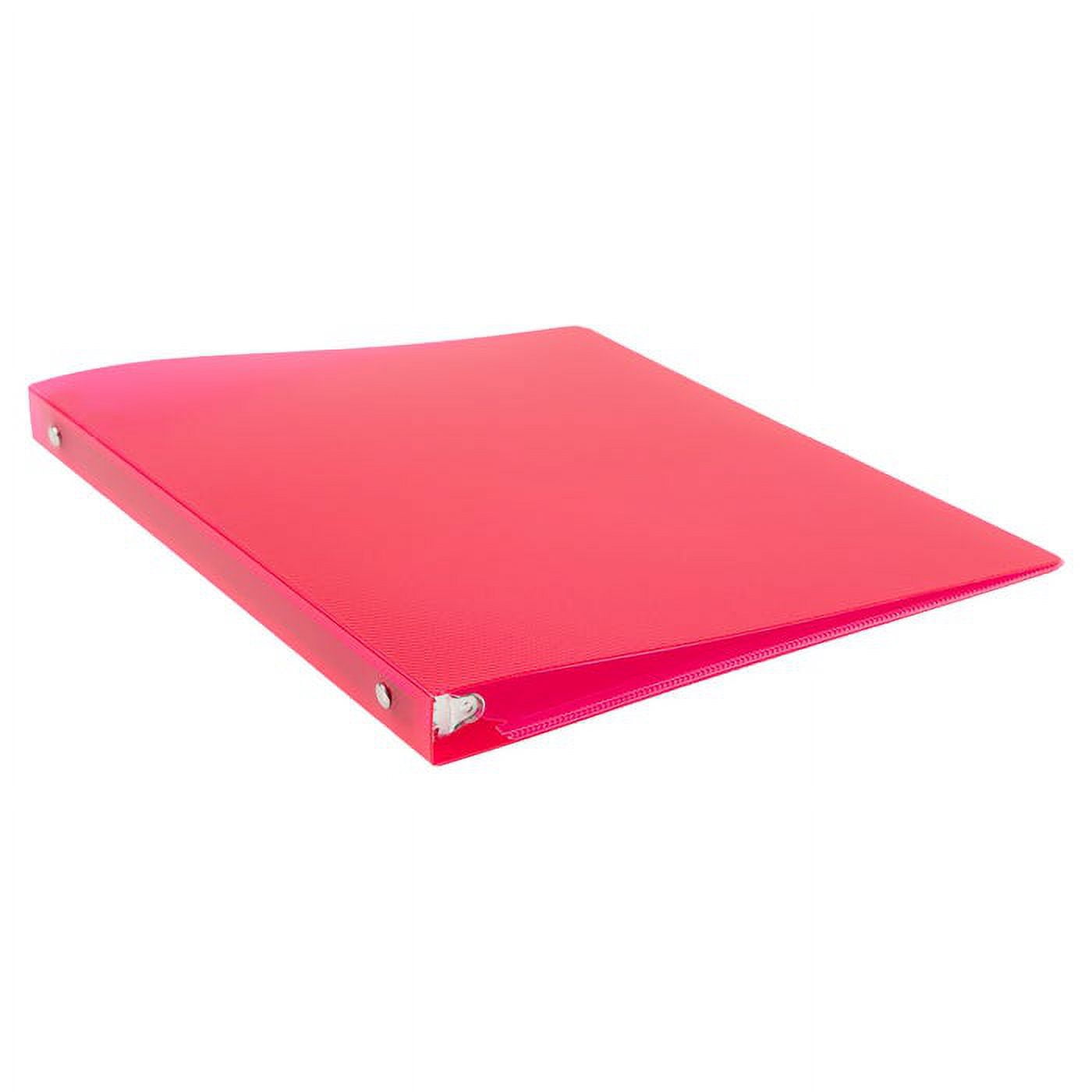JAM Paper Plastic Binder, 11.5 x 10.25 x 1/2 in, Hot Pink, 1 Pack